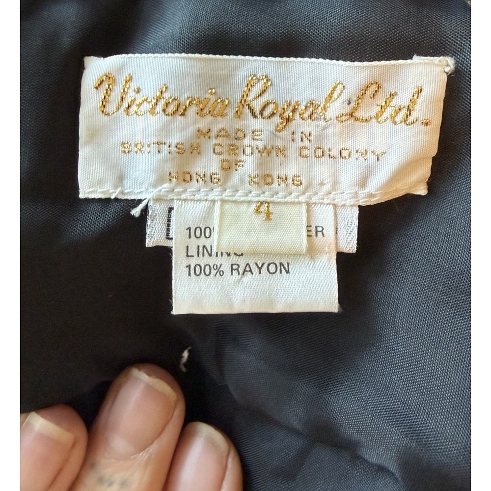 Vintage 80s Victoria Royal Black Beaded Dress 4 Dark Romantic Hong Kong Couture - Picture 4 of 15